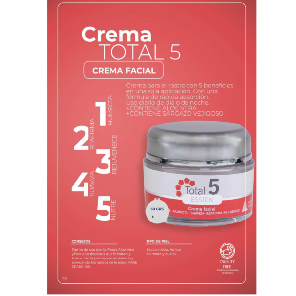 Crema Facial Total 5 Essien 50grs - Imagen 3