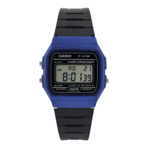 Reloj De Pulsera Casio Colección F-91wm-2a correa resina negro marco azul