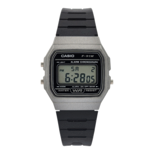 Reloj Casio Coleccion F-91wm-1b correa resina negro marco gris oscuro