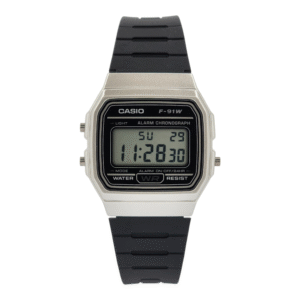 Reloj Casio Vintage F91wm-7adf correa resina marco plateado