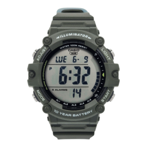 Reloj Pulsera Digital Casio AE-1500WHX-3AV Con Correa De Resina Color Verde – Fondo Gris