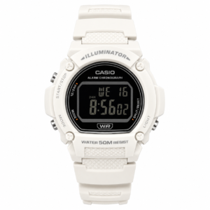 Reloj Casio para caballero W-219HC-8BV – Resina blanco fondo negro