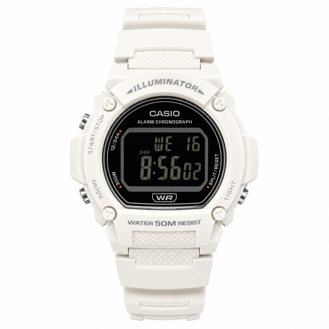 Reloj Casio para caballero W-219HC-8BV - Resina blanco fondo negro