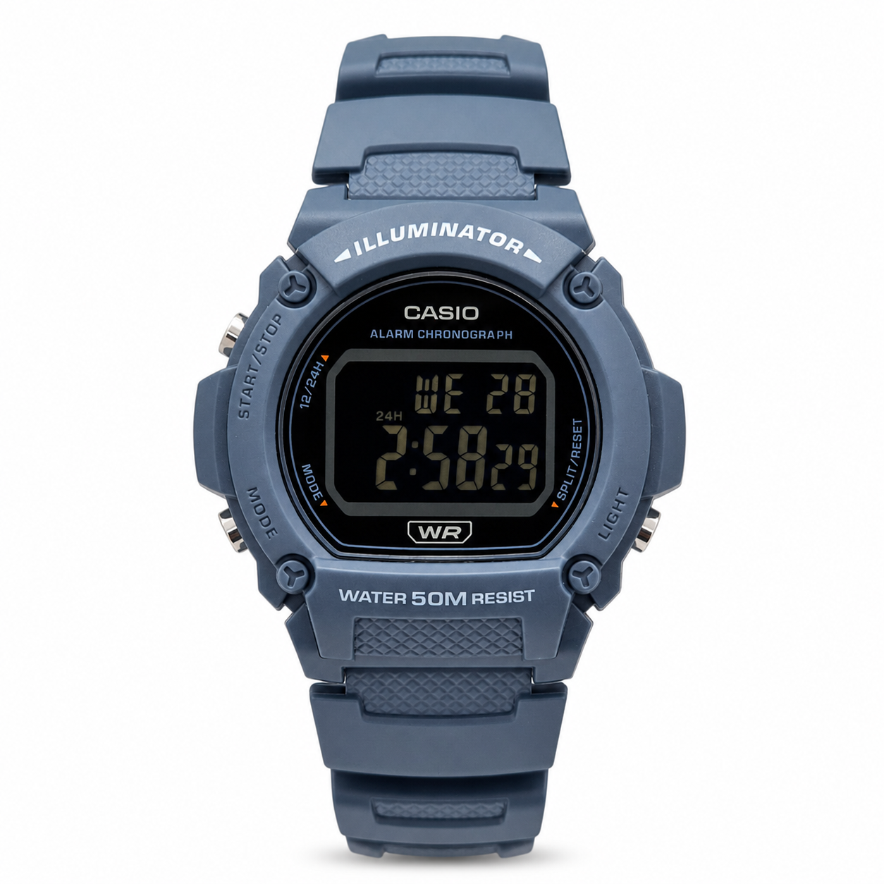 Reloj Casio para caballero W-219HC-2BV - Resina azul fondo negro