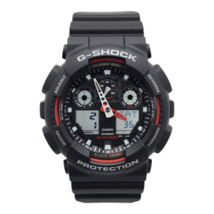 Reloj Pulsera Casio Ga-100-1a4 Con Correa De Resina Color Negro Bisel Negro/rojo