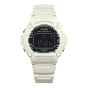 Reloj pulsera digital Casio W-219HC-8BVDF con correa de resina color blanco – bisel negro