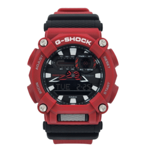 Reloj Pulsera Casio Ga-900-4a Rojo Con Correa De Resina Fondo Negro