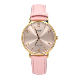 Reloj De Pulsera Casio Dress Ltp-vt01gl-4b De Cuerpo Color Dorado, Analógico, Para Mujer, Fondo Rosa.