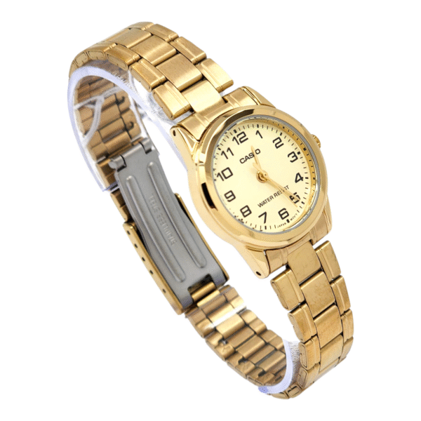 Reloj Casio Mujer LTP-V001G-9B correa acero inoxidable dorada fondo dorado - Imagen 2
