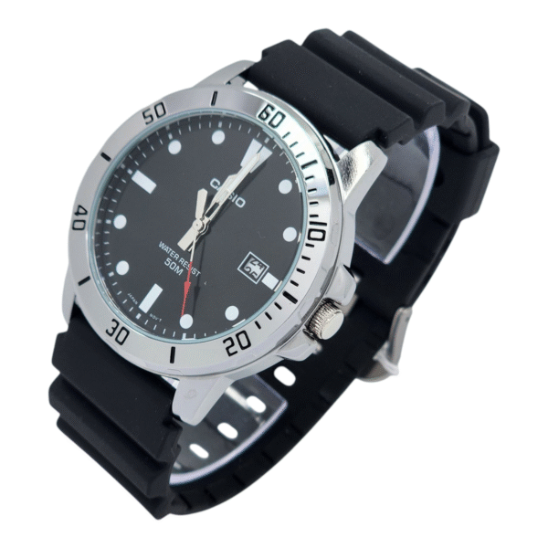 Reloj Casio MTP-VD01-1EV Correa Resina Negro esfera metalica - Imagen 2