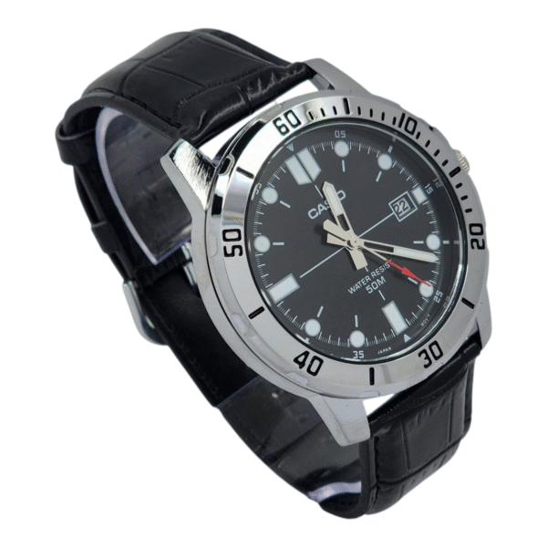 Reloj Casio MTP-VD01L-1EV Analógico Con Correa cuero Color Negro - Bisel Plateado - Imagen 2