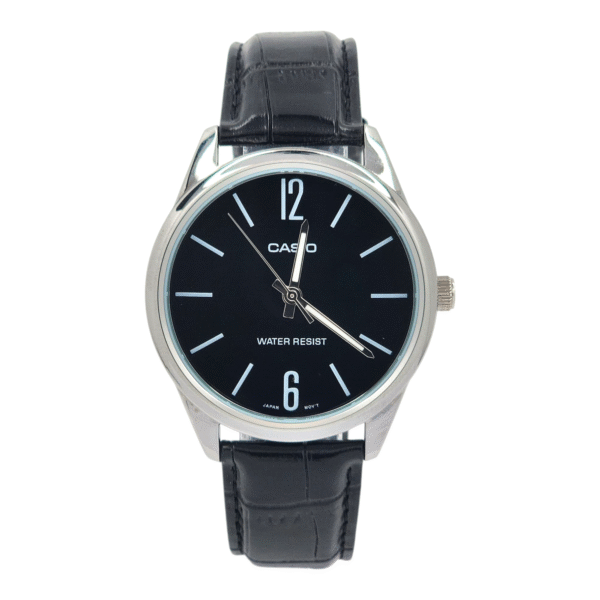 Reloj Casio MTP-V005L-1B correa cuero con fondo negro