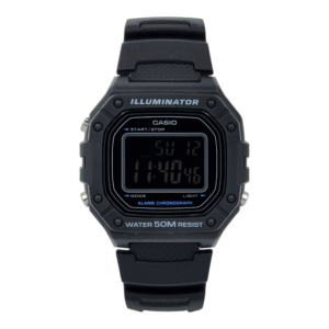 Reloj De Pulsera Casio W-218H-1B Color De La Correa Negro Fondo Negro
