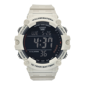 Reloj Y Correa Casio Illuminator Ae-1500wh-8b2vdf Bisel Blanco Fondo Negro Digital