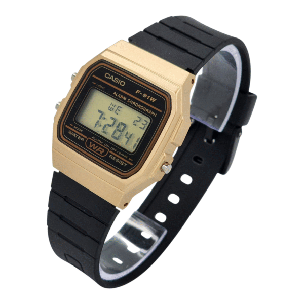 Reloj De Pulsera Casio Colección F-91WM-9A correa resina marco dorado - Imagen 2