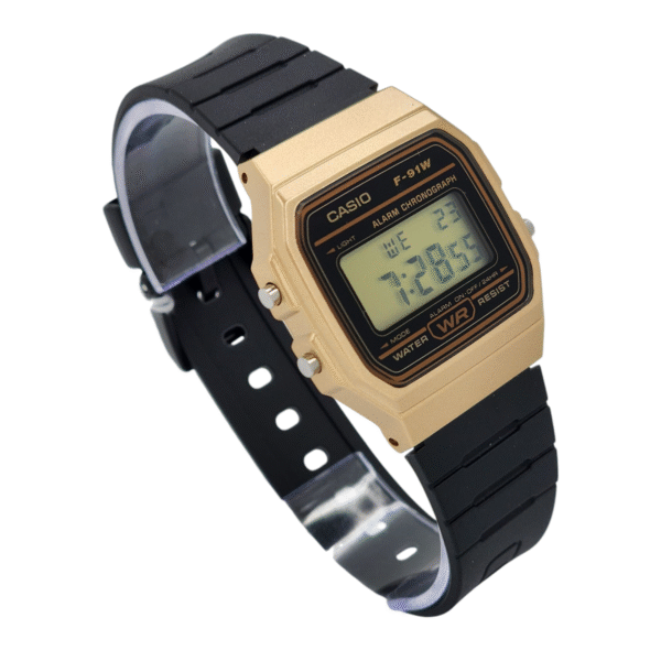 Reloj De Pulsera Casio Colección F-91WM-9A correa resina marco dorado - Imagen 3