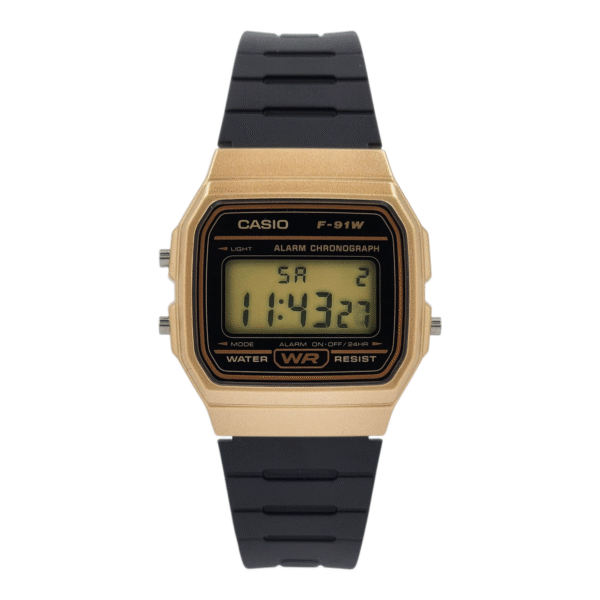 Reloj De Pulsera Casio Colección F-91WM-9A correa resina marco dorado