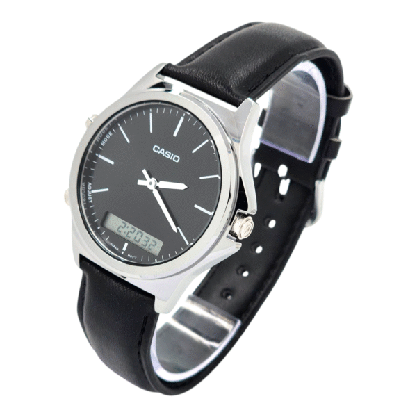 Reloj Casio MTP-VC01L-1E correa cuero negro marco acero inoxidable - Imagen 2