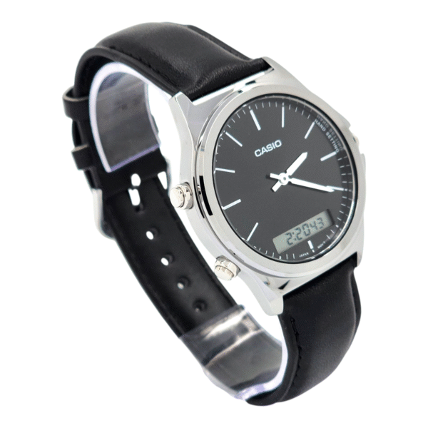 Reloj Casio MTP-VC01L-1E correa cuero negro marco acero inoxidable - Imagen 4
