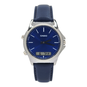 Reloj Casio MTP-VC01L-2E correa cuero azul marco acero inoxidable