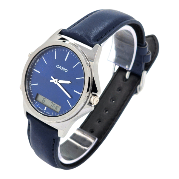 Reloj Casio MTP-VC01L-2E correa cuero azul marco acero inoxidable - Imagen 2