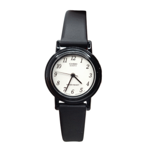 Reloj Casio dama LQ-139B-1B correa resina negro fondo blanco