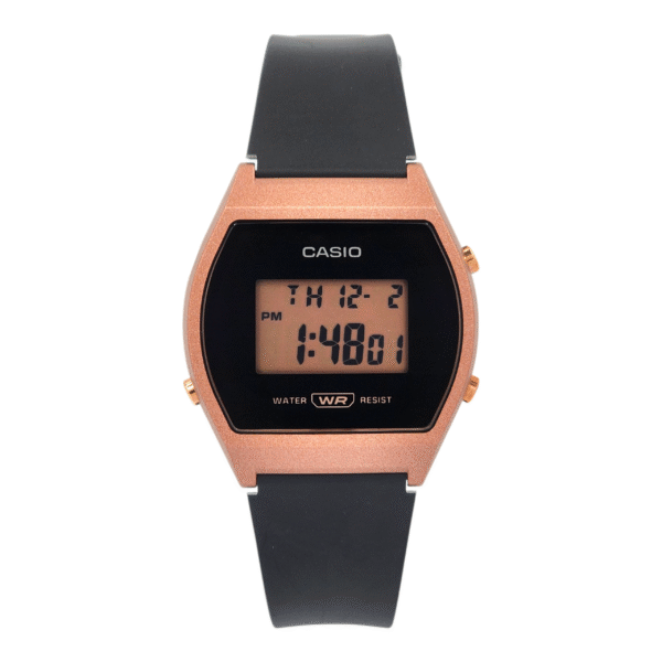 Reloj Casio dama LW-204-1A correa resina negro esfera bronce