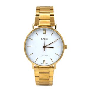 Reloj Casio MTP-VT01G-7B Para Hombre, Color dorado, Fondo blanco
