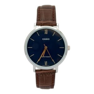 Reloj Casio Mujer Análogo LTP-VT01L-2B Cuero cafe fondo azul