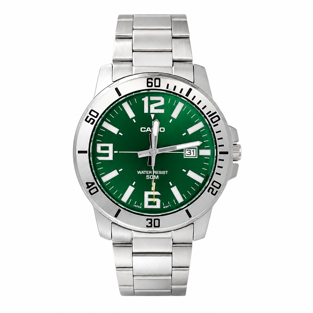 Reloj Casio caballero MTP-VD01D-3BV acero inoxidable fondo verde