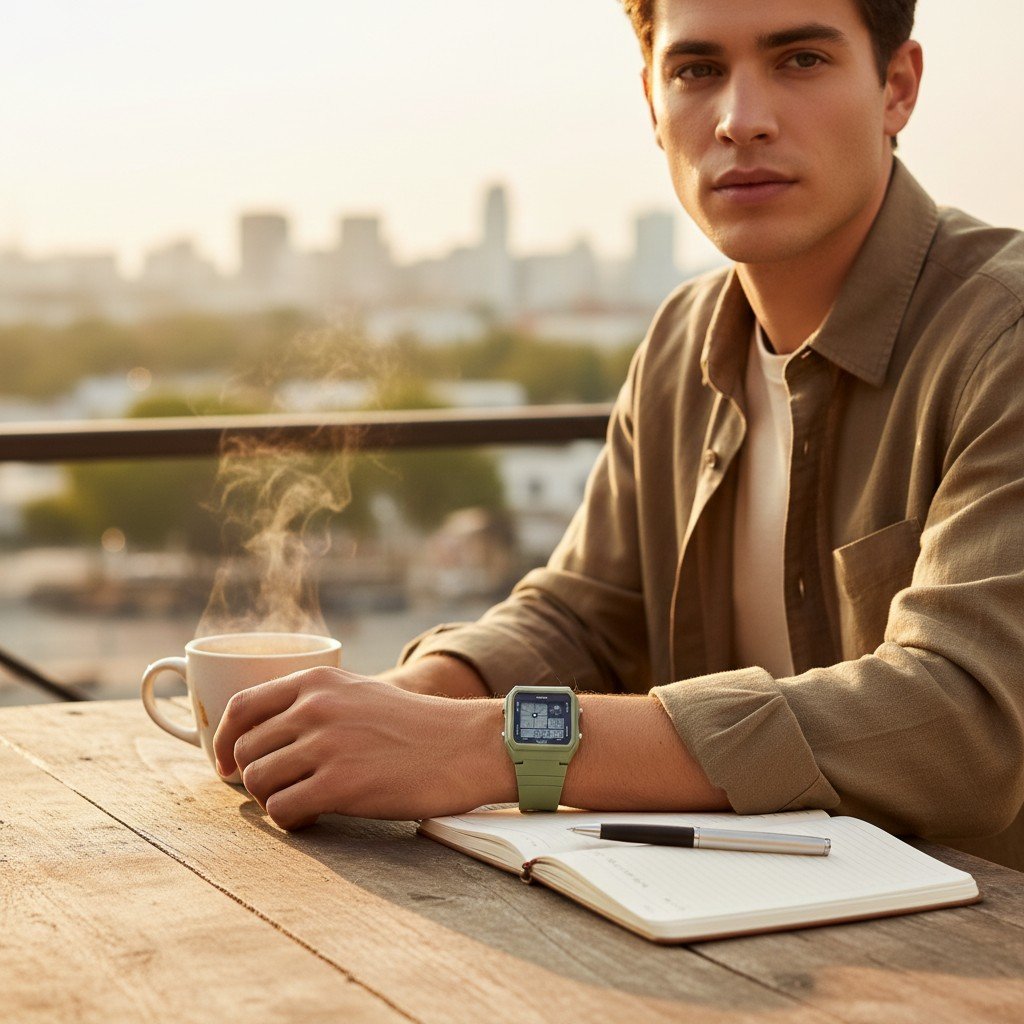 Reloj Casio unisex LF-20W-3A verde olivo en resina - Imagen 5