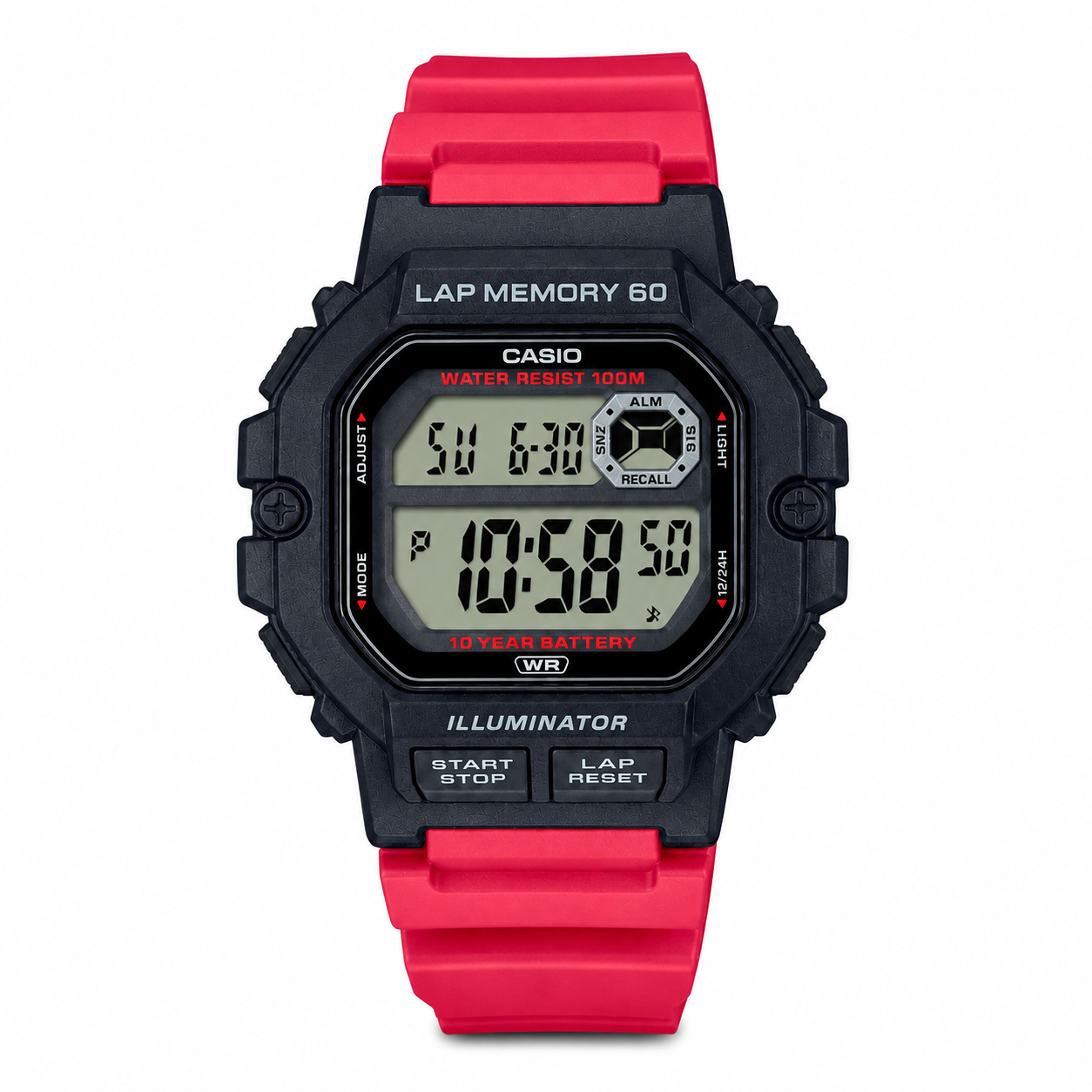 Reloj de pulsera Casio caballero WS-1400H-4AV correa rojo