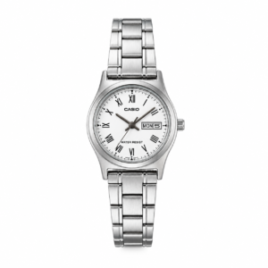 Reloj Casio para dama LTP-V006D-7B – Acero inoxidable fondo blanco