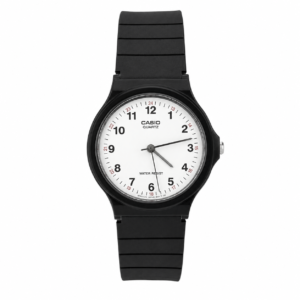 Reloj Casio para dama MQ-24-7B – Correa de resina negro fondo blanco