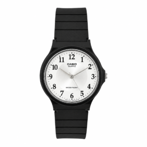 Reloj Casio para dama MQ-24-7B3 – Correa de resina negro fondo blanco