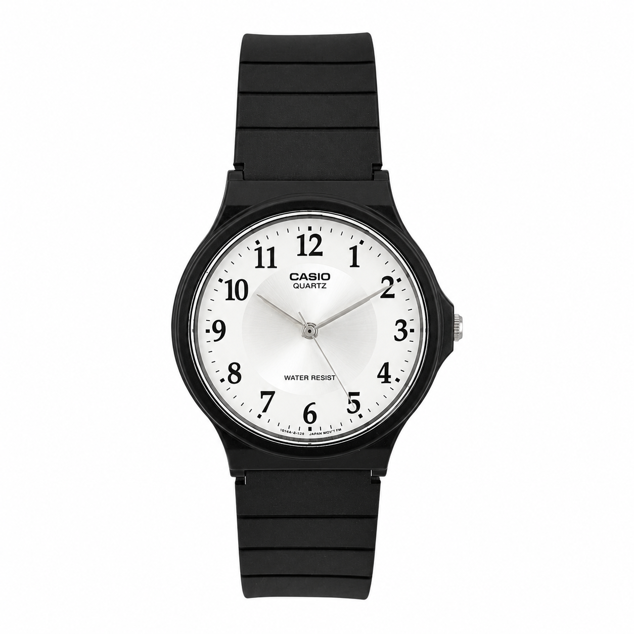 Reloj Casio Unisex MQ-24-7B3 correa resina negro fondo blanco
