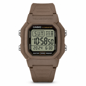 Reloj Casio para caballero W-800H-5AV – Correa de resina café fondo gris