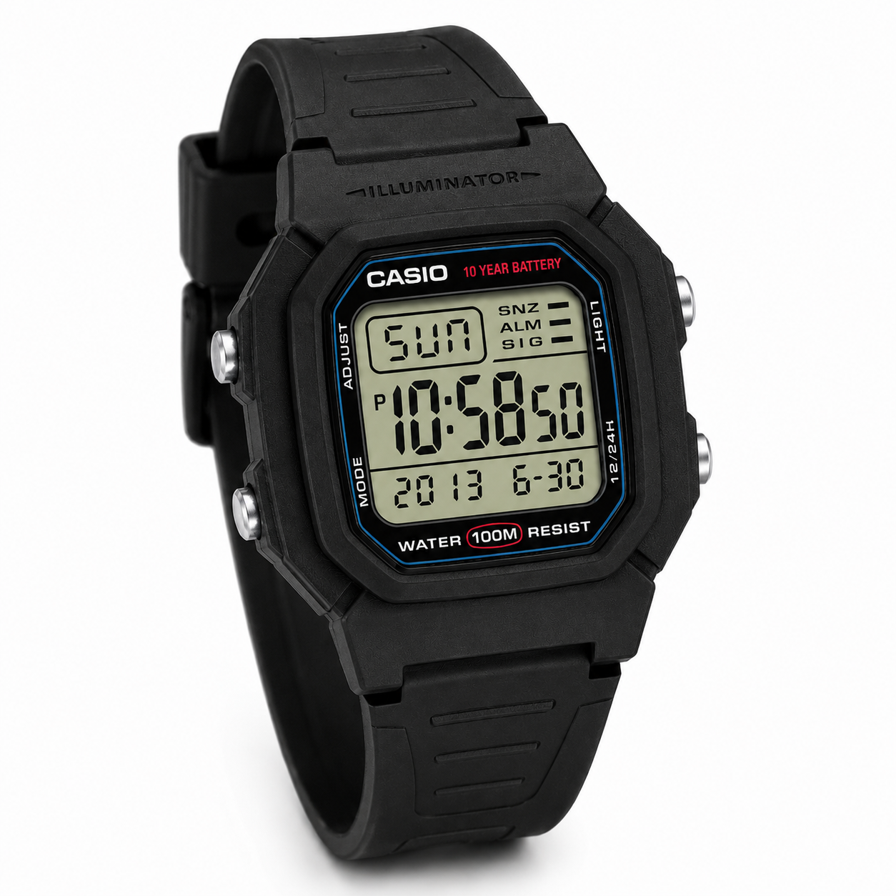 Reloj Casio caballero W-800H-1AV correa resina negro - Imagen 2