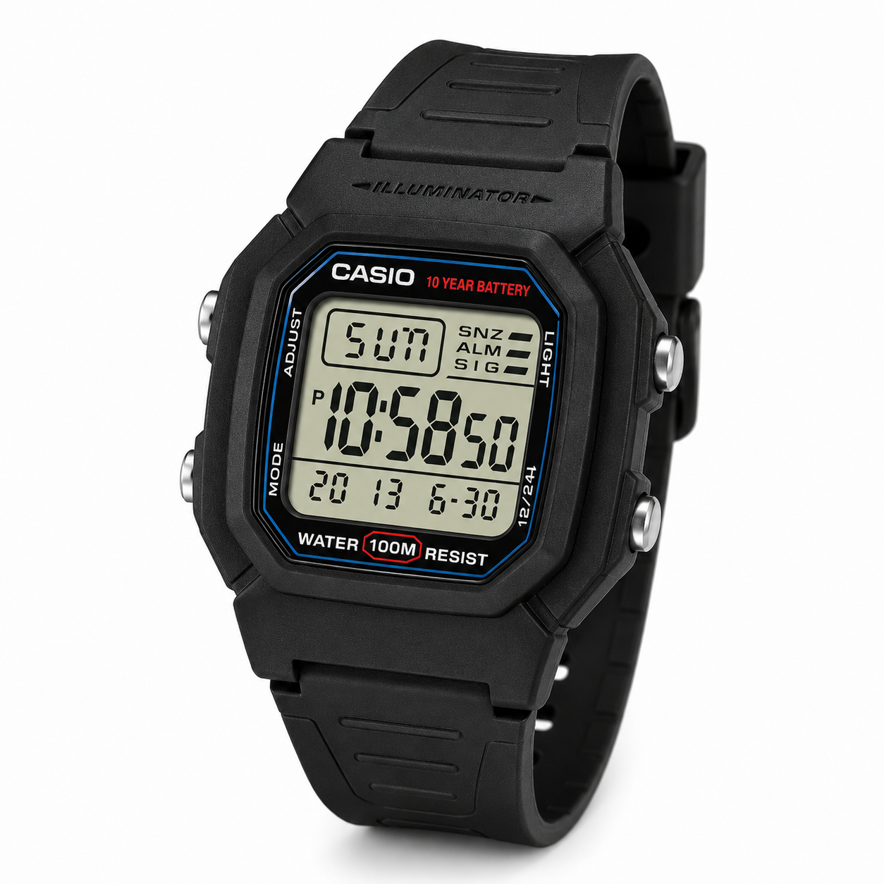 Reloj Casio caballero W-800H-1AV correa resina negro - Imagen 3