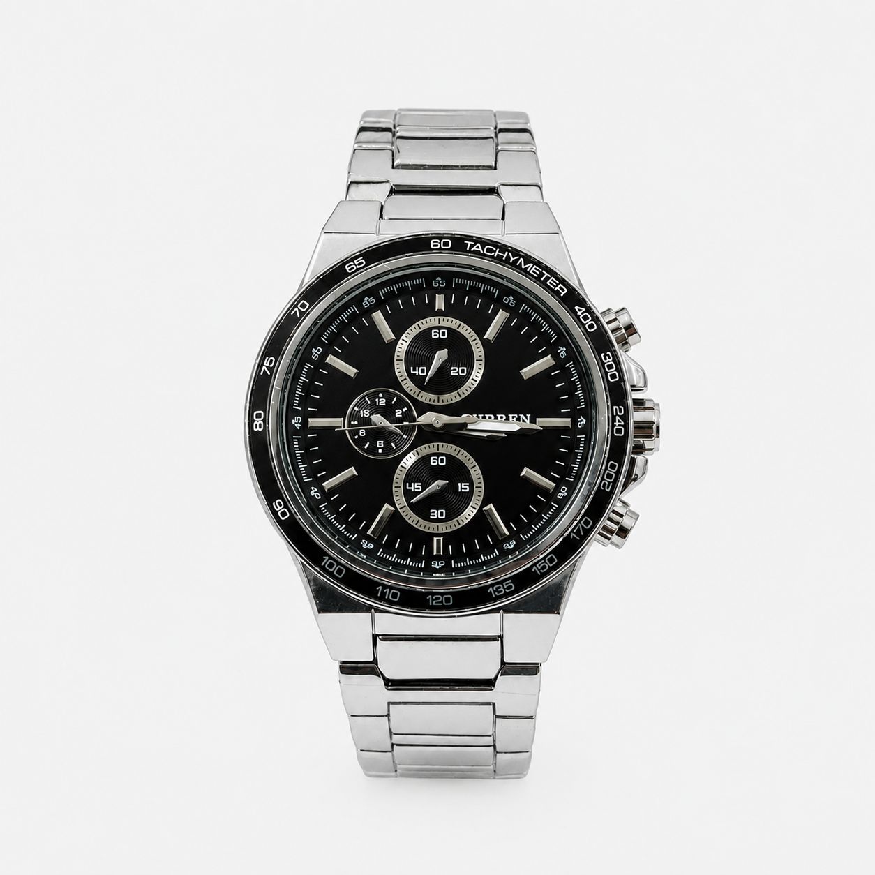 Reloj Curren para caballero 8011-4 Metal plateado con esfera negra