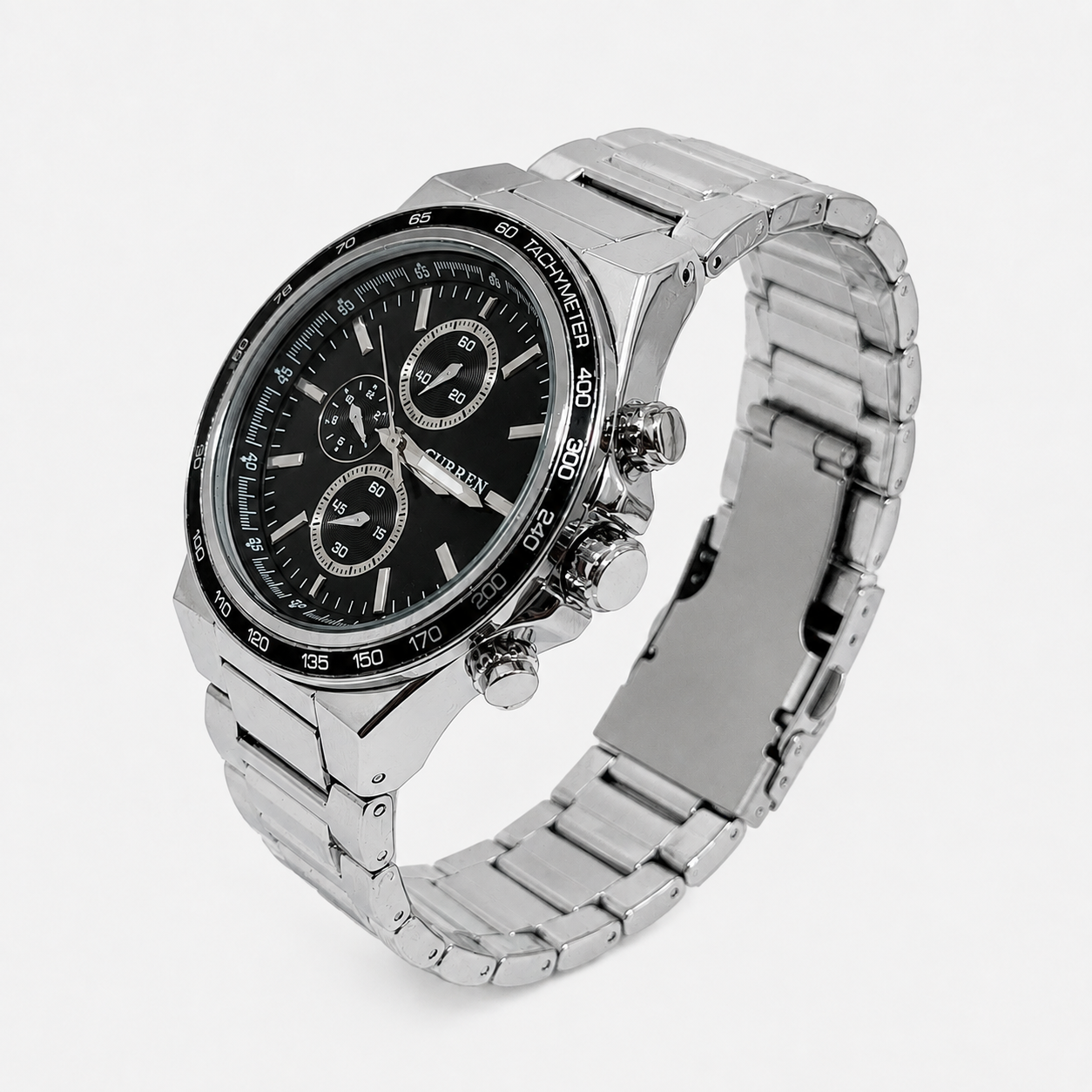 Reloj Curren para caballero 8011-4 Metal plateado con esfera negra - Imagen 2