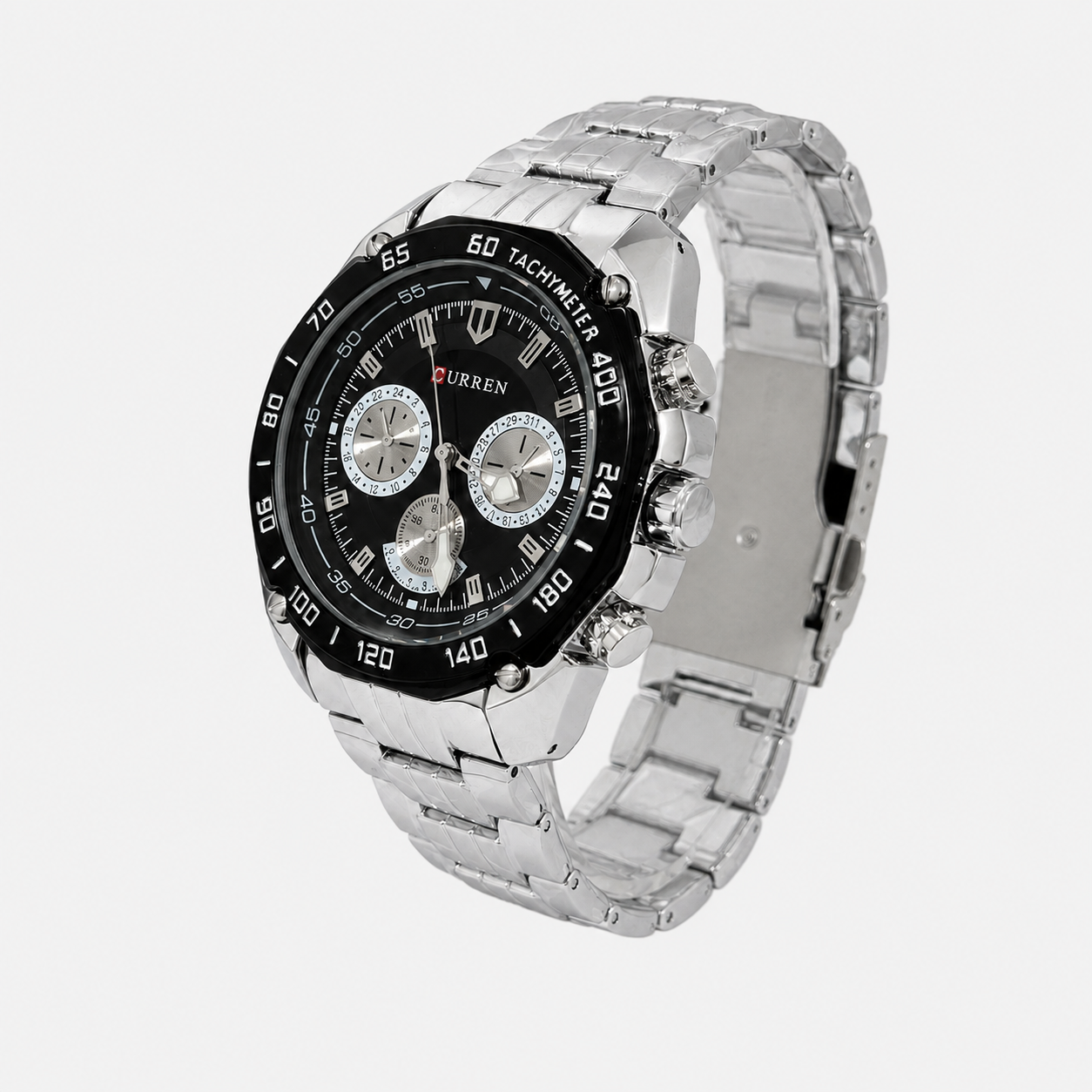 Reloj Curren para caballero 8077-1 Metal plateado con esfera negra - Imagen 2