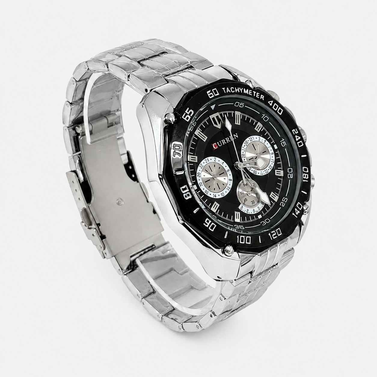 Reloj Curren para caballero 8077-1 Metal plateado con esfera negra - Imagen 3