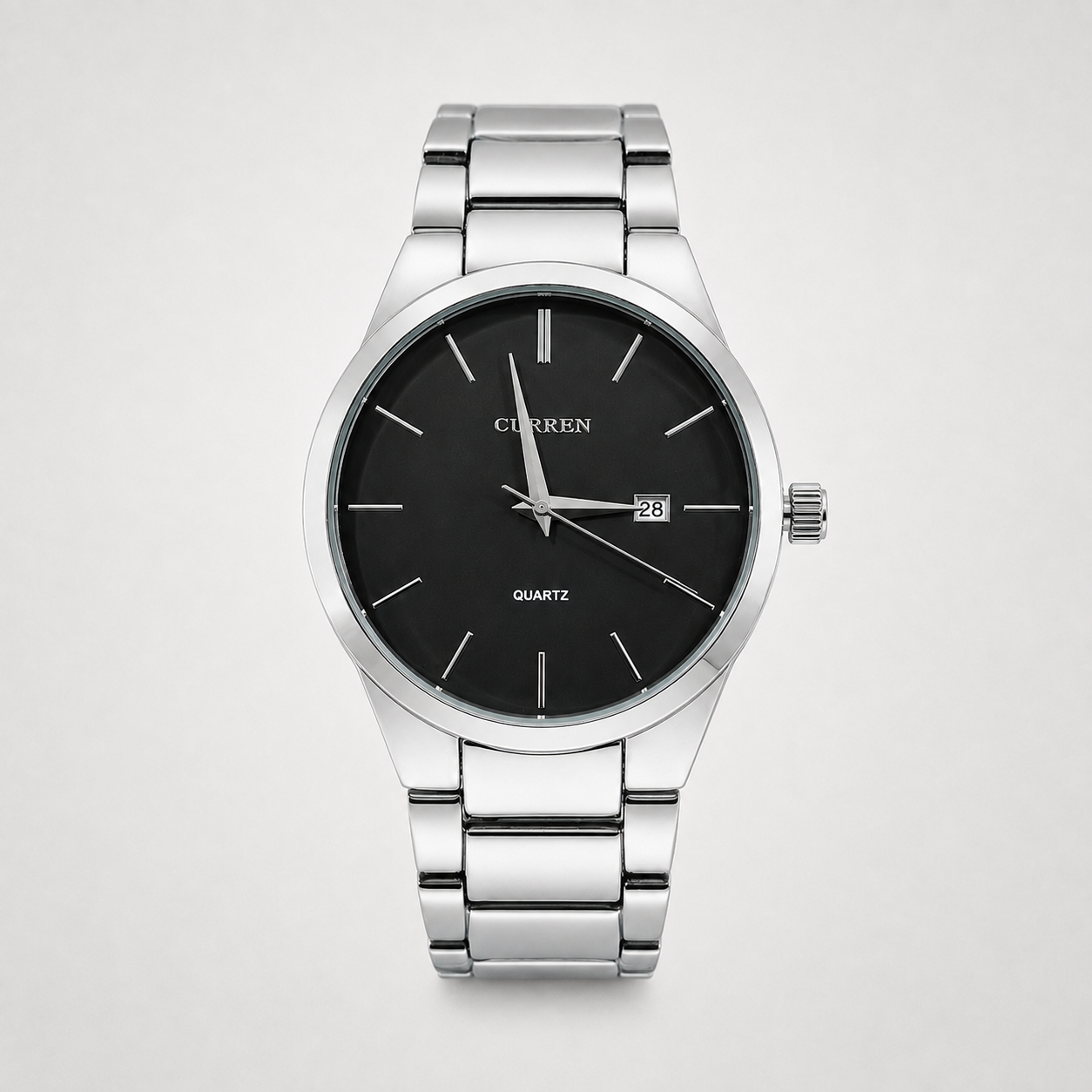 Reloj Curren para caballero 8106-3 Metal plateado con esfera negra
