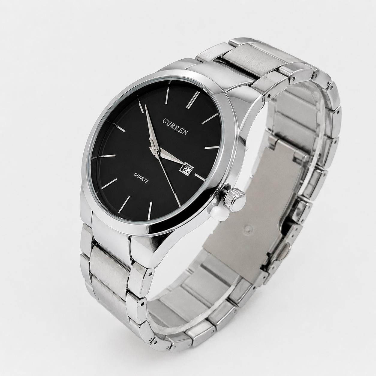 Reloj Curren para caballero 8106-3 Metal plateado con esfera negra - Imagen 2