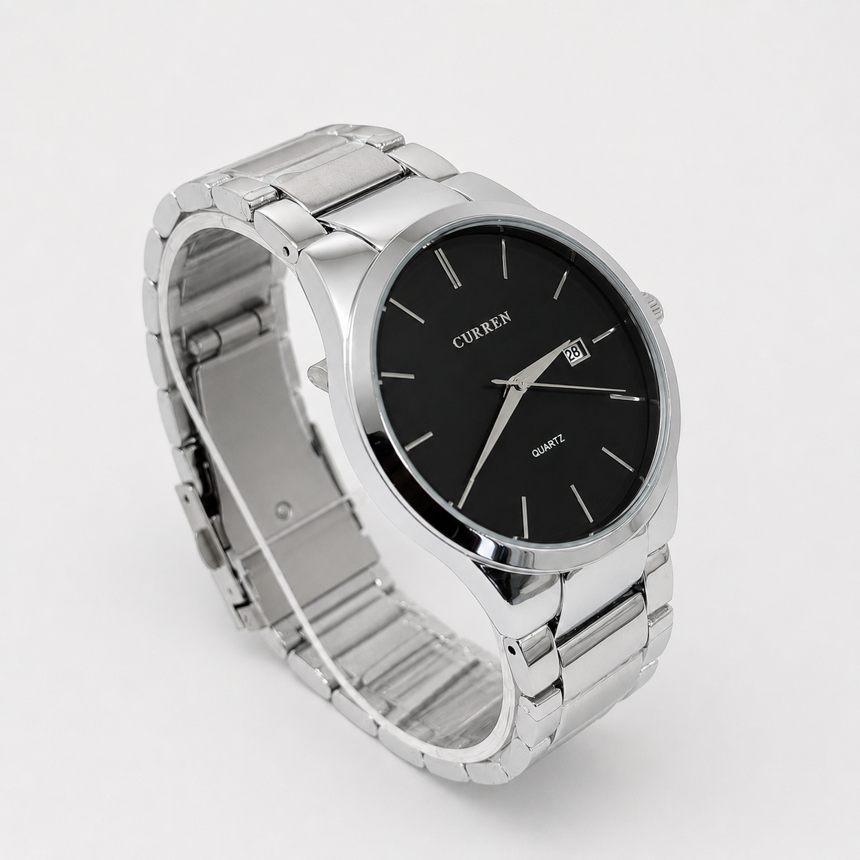 Reloj Curren para caballero 8106-3 Metal plateado con esfera negra - Imagen 3