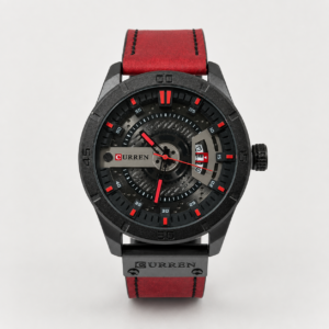 Reloj Curren para caballero 8301-1 Cuero rojo vino con esfera negra
