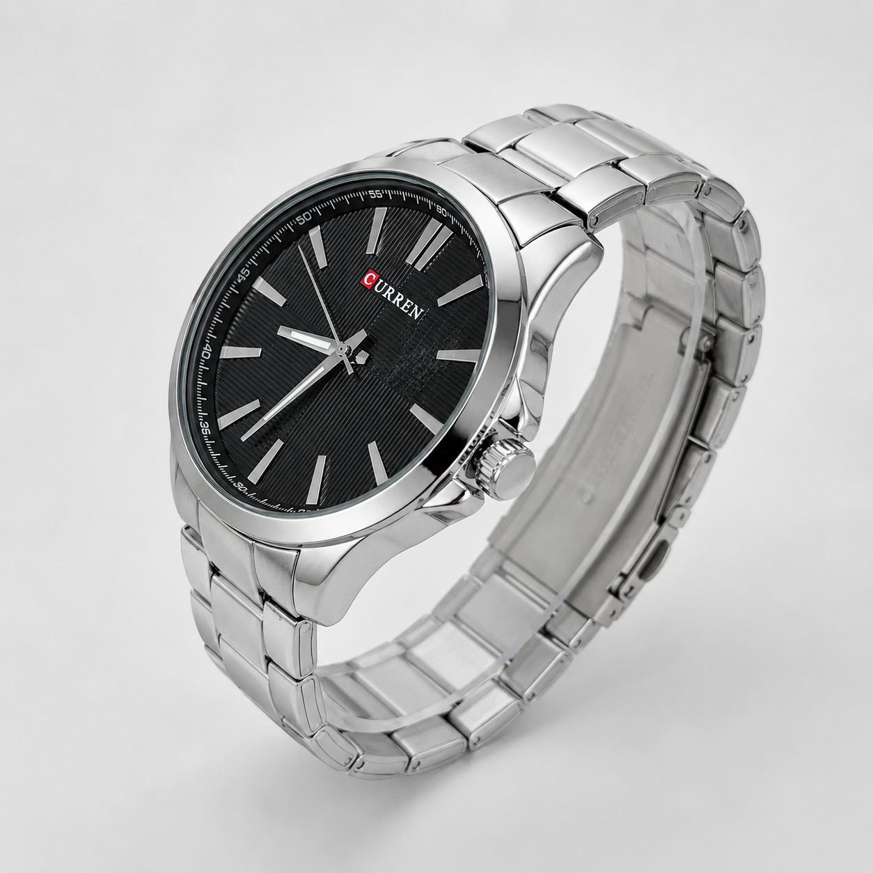 Reloj Curren para caballero 8322-1 Metal plateado con esfera negra - Imagen 3