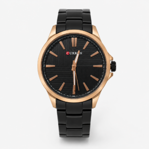 Reloj Curren para caballero 8322-3 Metal negro con detalles dorados