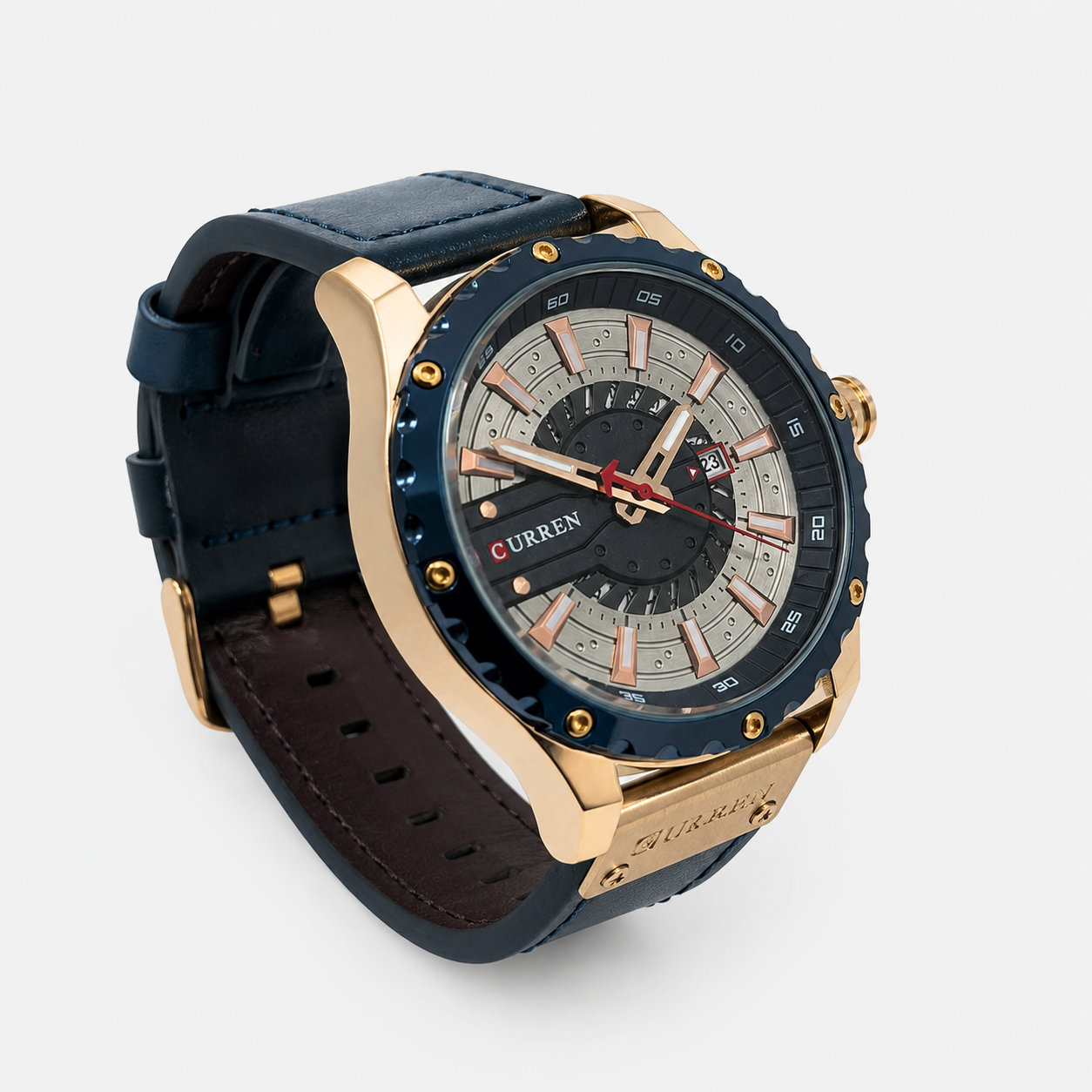Reloj Curren para caballero 8374-4 Cuero negro con detalles dorados - Imagen 2